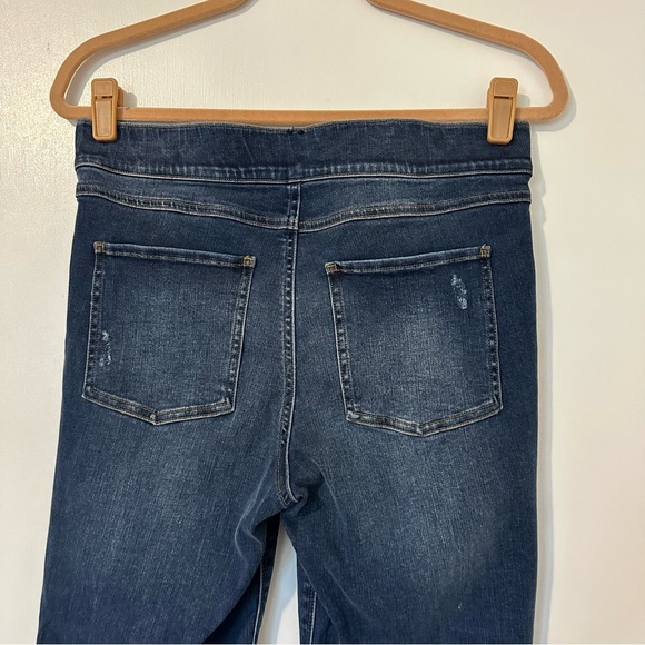 SPANX Distressed Ankle Skinny Jeans Raw Hem Womens Large Blue - Picture 10 of 12